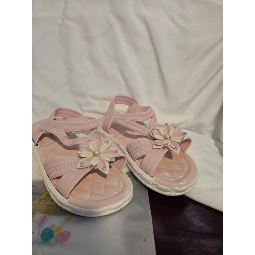 Girls Pink Flower Sandals Kids Summer Shoes Cute Casual Size 37‎